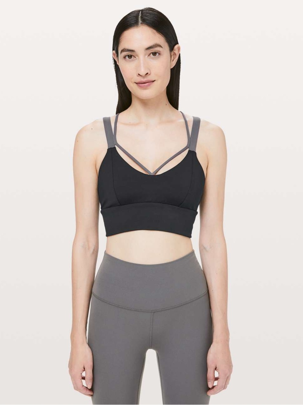 Lululemon Pushing Limits Bra Light Support For C/D Cup Black/Titanium Size 8 NWT